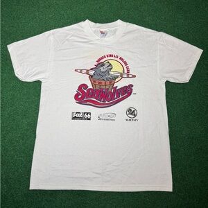 Erie Seawolves Burger King Lil Wolves Club Vintage Medium Baseball T Shirt